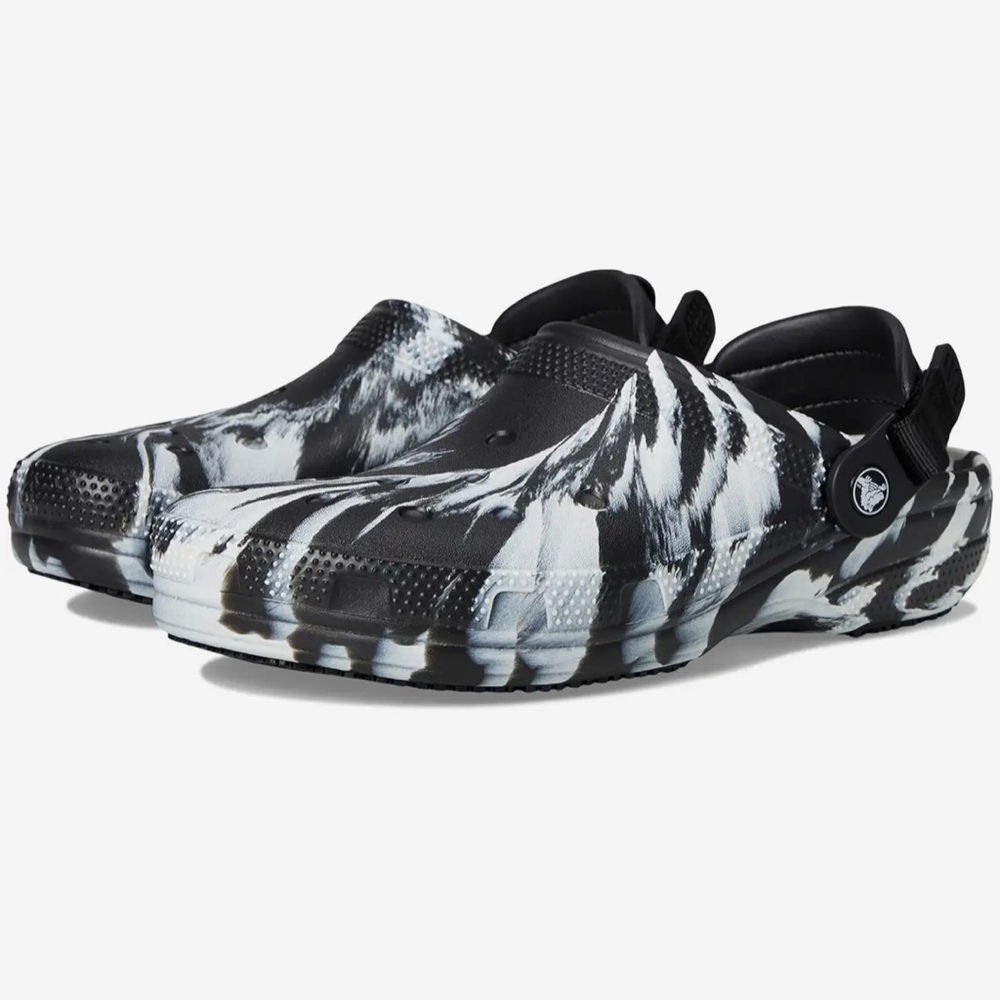 Crocs Classic Work Clogs Marbled Adjustable Strap Non Slip Mens 7 Women’s 9